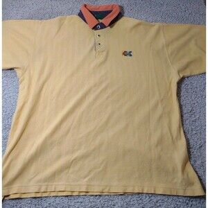 Vintage Boston Traders Yellow Polo Rugby Shirt Mens Size XL Embroidered Short Sl